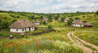 Ukrainian countryside village scene